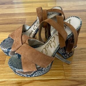 Sam Edelman Women’s Snakeskin Lace Up Heels Size 7.5